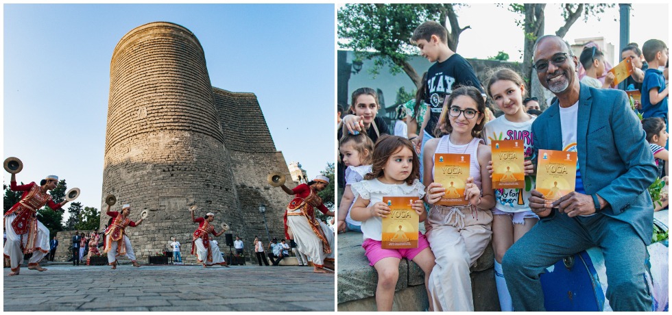 On June 19, 2023, a special yoga session and Bihu dance performance took place at the majestic Maiden Tower in Icherisheher .